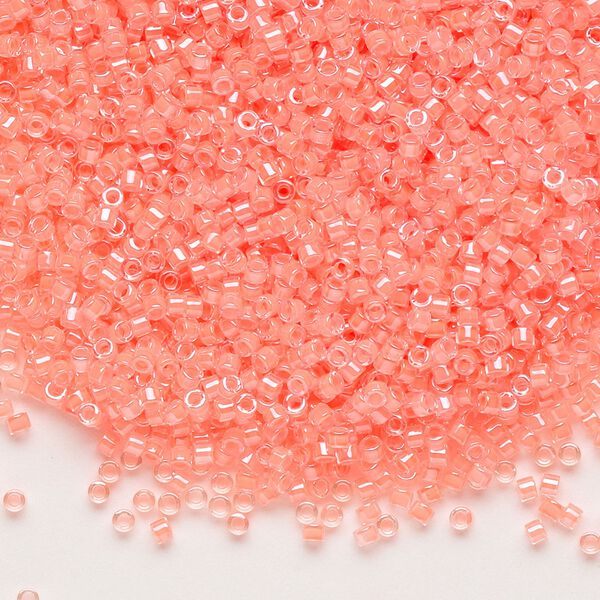 Seed bead, Delica®, glass, pkg/7.5g, #11 round, translucent luminous inside dyed color flamingo (DB-2034). image number 0