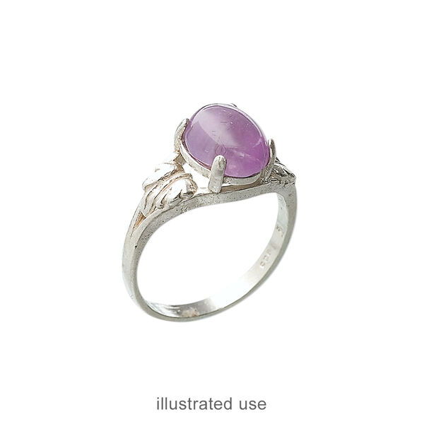 Ring, Sure-Set™, sterling silver, two-leaf band with 10x8mm 4-prong oval setting, size 6. Sold individually. image number 1