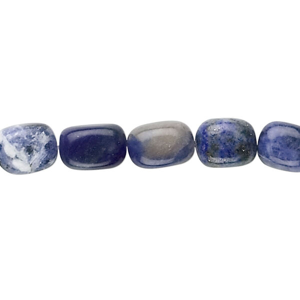 Bead, sodalite (natural), small to medium tumbled pebble, Mohs hardness 5 to 6. Sold per 15-1/2" to 16" strand. image number 0