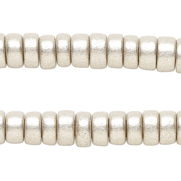 Taiwanese cheesewood 1pkg2, hand-cut painted rondelle bead 15.5-16 inch metallic platinum 8x4mm image number 0