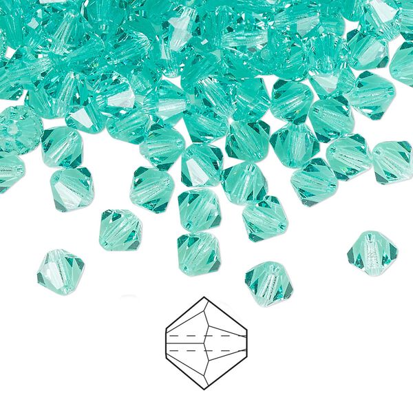 Bead 576pk Caribbean Sea, Preciosa Czech crystal 5mm bicone image number 0