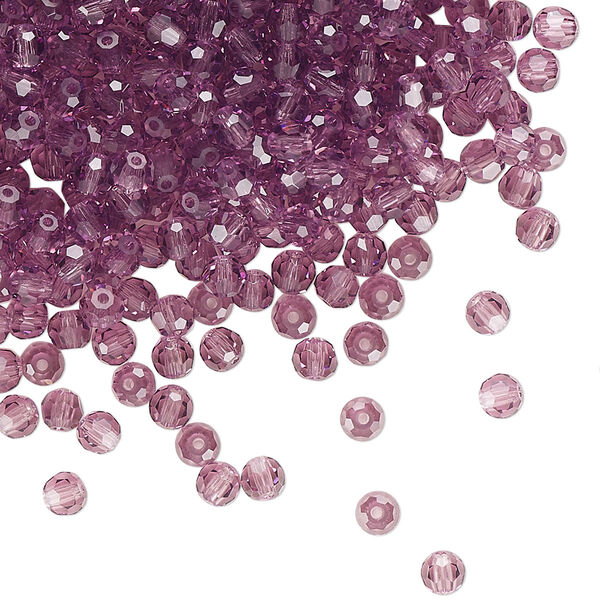 Bead 24pk amethyst, Preciosa Czech crystal 3mm round image number 0
