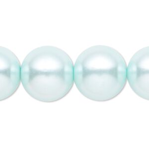 Bead, crystal pearl, light blue, 16mm round. Sold per 15-1/2" to 16" strand, approximately 25 beads.