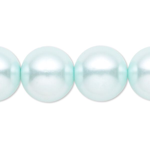 Bead, crystal pearl, light blue, 16mm round. Sold per 15-1/2" to 16" strand, approximately 25 beads. image number 0