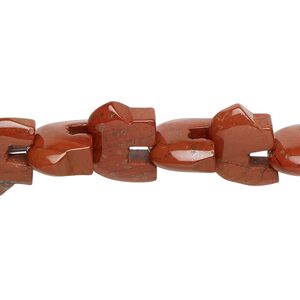 Red jasper 1pkg1, zuni-style bear bead natural 8 inch 13x10mm