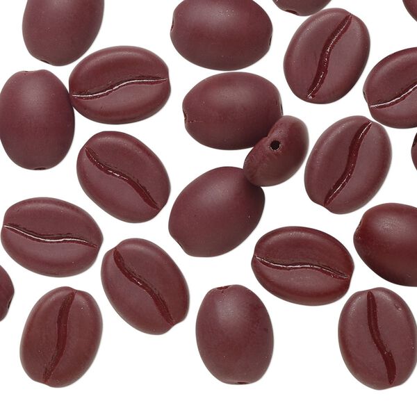 Bead, Preciosa, Czech pressed glass, opaque matte espresso, 10.5x8mm coffee bean. Sold per pkg of 25. image number 0