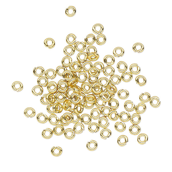Jump ring, brass, 3mm round, 1.2mm inside diameter, 18 gauge. Sold per pkg of 100. image number 0