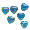 Bead, millefiori glass 1pkg6, translucent multicolored, 24-26mm 7x5mm puffed heart. image number 0