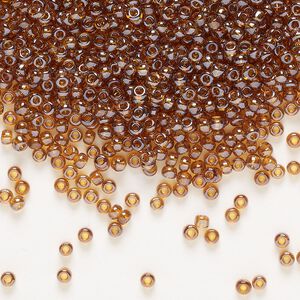 Seed bead, Preciosa Ornela Czech glass, pkg/500g, #10 rocaille, translucent luster topaz, (16090).
