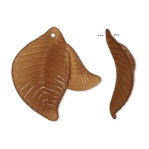 Focal, acrylic, frosted brown, 35x32mm leaves. Sold per pkg of 25.