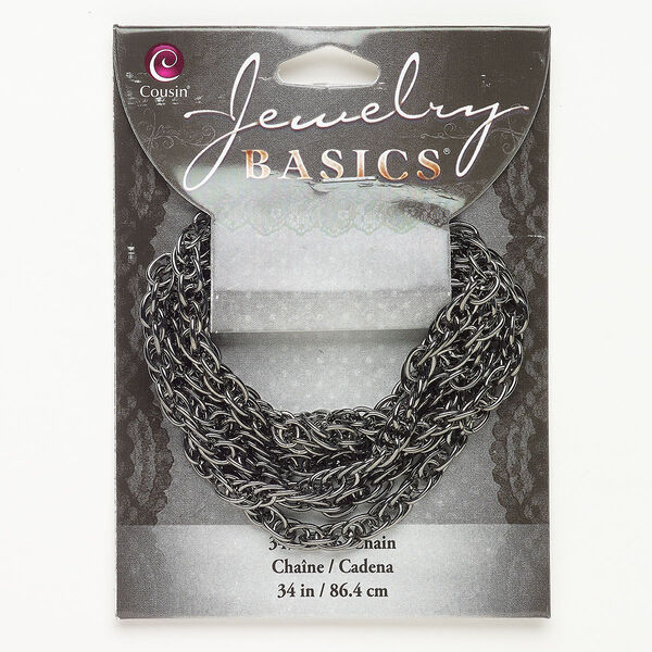Chain steel 1pk 4.8mm triple rope, gunmetal finish 34 inch image number 0