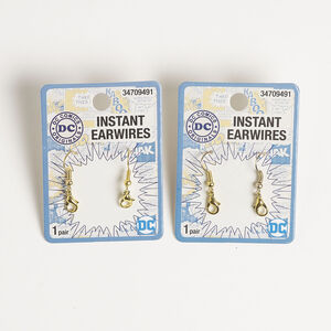 Ear wire fishhook 1pkg4, 27mm / lobster claw clasp / comfort clutch earnut, 19 gauge gold-finished steel / plastic 2 pair