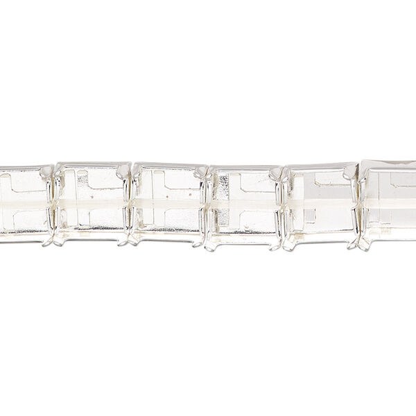 Bracelet component, silver-finished brass and steel, 8mm wide cupchain with (20) SS39 settings, 7 inches with 1-inch extender chain and lobster claw clasp. Sold individually. image number 0
