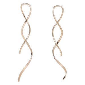 Ear wire 1pkg2 14Kt rose gold-filled, 2 inch flat ribbon / right and left, 20 gauge 1 pair