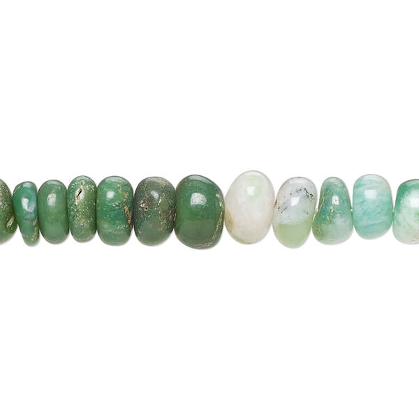 Bead, chrysoprase (natural), 7x3mm-8x6mm hand-cut rondelle with 0.4-1.4mm hole, C- grade, Mohs hardness 6-1/2 to 7. Sold per 14-inch strand. image number 0
