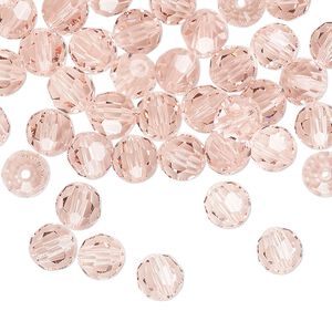 Bead 24pk light rose, Preciosa Czech crystal 6mm round