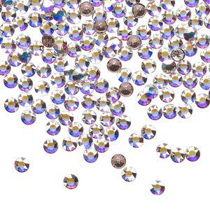 Round stone 1440pk crystal AB foil back, Swarovski® hotfix PP24 light round 1098