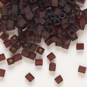 Seed bead, Miyuki 1pkg10g, glass, 3.5-3.7mm square, transparent dark topaz (SB-134)