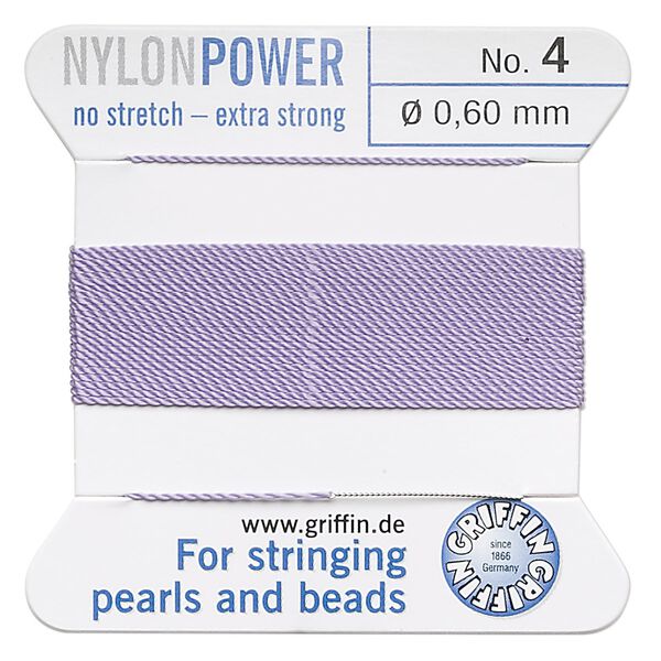 Thread, Griffin, nylon, lilac, size #4. Sold per 2-meter card (approximately 78 inches). image number 0