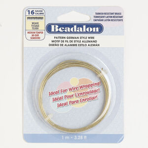Wire, Beadalon® 1pkg1, gold-finished brass, weave round, 16 gauge, 1 meter section.