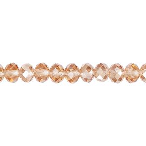 Bead 1pk 48 facets transparent light pink light citrine, Celestial Crystal® 6x4mm rondelle 15.5-16 inch
