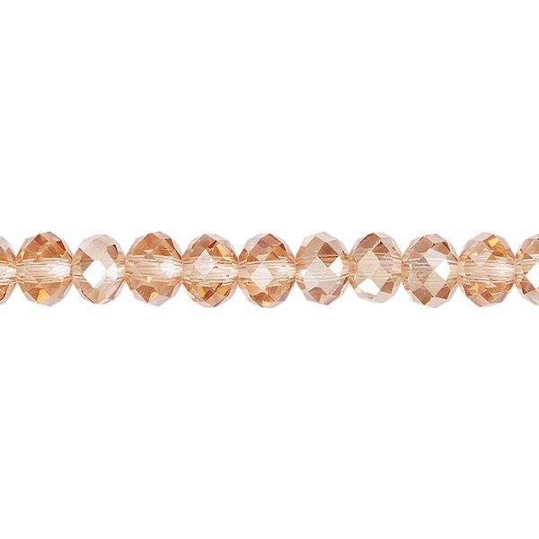 Bead 1pk 48 facets transparent light pink light citrine, Celestial Crystal® 6x4mm rondelle 15.5-16 inch image number 0