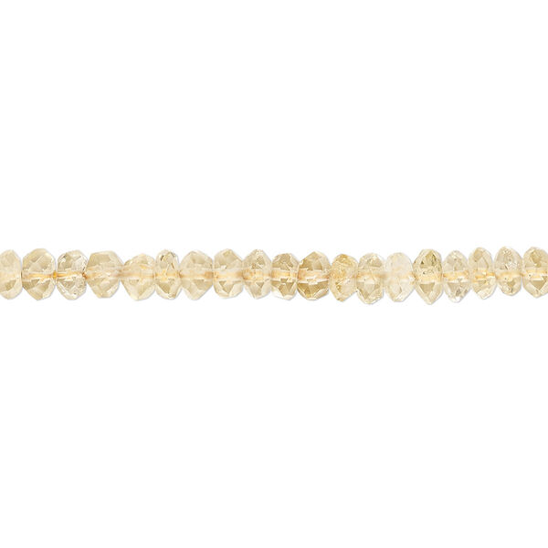 Bead, citrine (dyed / heated), 3x2mm-4x3mm hand-cut faceted rondelle, B grade, Mohs hardness 7. Sold per 15-1/2" to 16" strand. image number 0