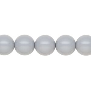 Pearl 50pk ceramic grey, Preciosa Czech crystal 10mm round