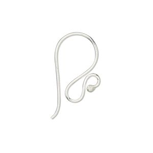 Ear wire fishhook 1pkg2 sterling silver, 20mm curved / ball / open loop, 18 gauge 1 pair