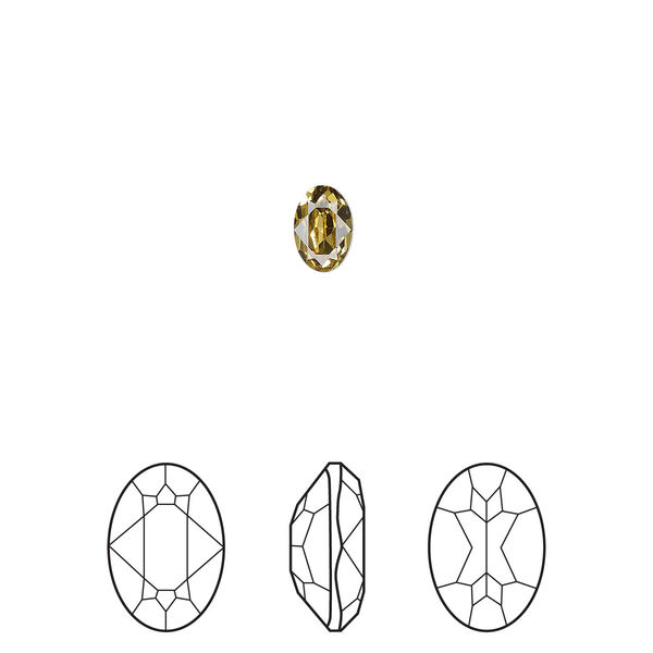 Fancy stone 4pk dark jonquil foil back, Crystal Passions® 6x4mm oval 4120 image number 0