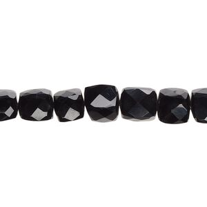 Black onyx 1pkg1, hand-cut faceted cube bead 10 inch 7-8mm