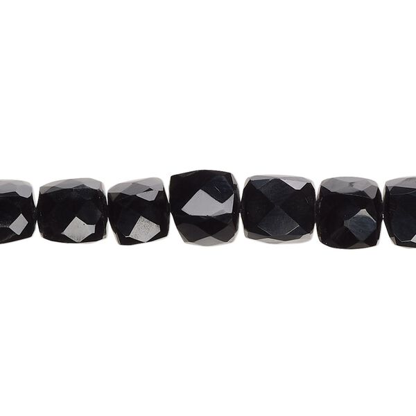 Black onyx 1pkg1, hand-cut faceted cube bead 10 inch 7-8mm image number 0