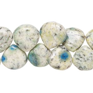 K2 "jasper" 1pkg1, hand-cut top-drilled puffed teardrop bead natural 8 inch 11-13mm