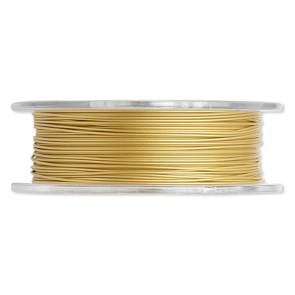 Beading wire, Tigertail™, nylon-coated stainless steel, gold, 7 strand, 0.020-inch diameter. Sold per 30-foot spool. image number 0