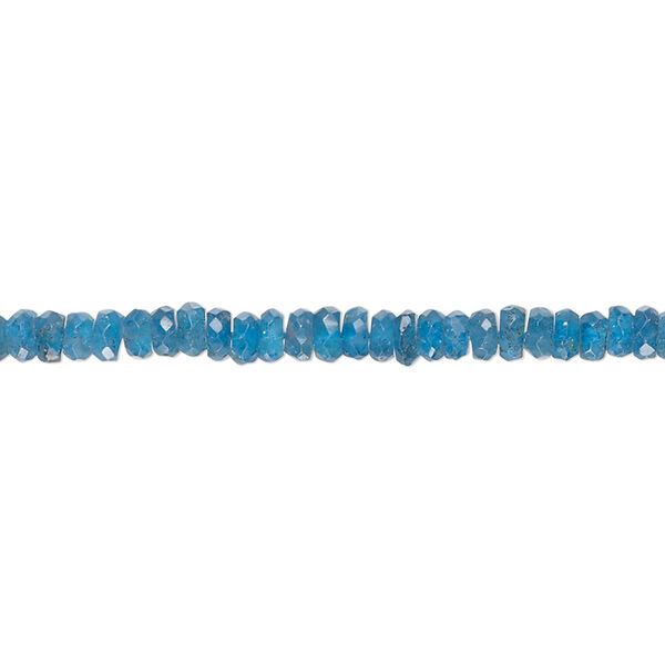 Bead, blue apatite (natural), dark, 3x1mm-4x2mm hand-cut faceted rondelle, B grade, Mohs hardness 5. Sold per 14-inch strand, approximately 180 beads. image number 0