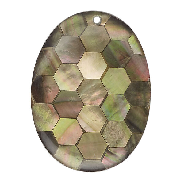 Black lip shell / gold lip shell / mother-of-pearl shell 1pkg1, top-drilled 1sided flat oval focal 38x30mm-42x32mm image number 0