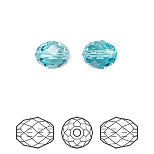 Bead 2pk light turquoise, Crystal Passions® 9.5x8mm olive briolette 5044 image number 0