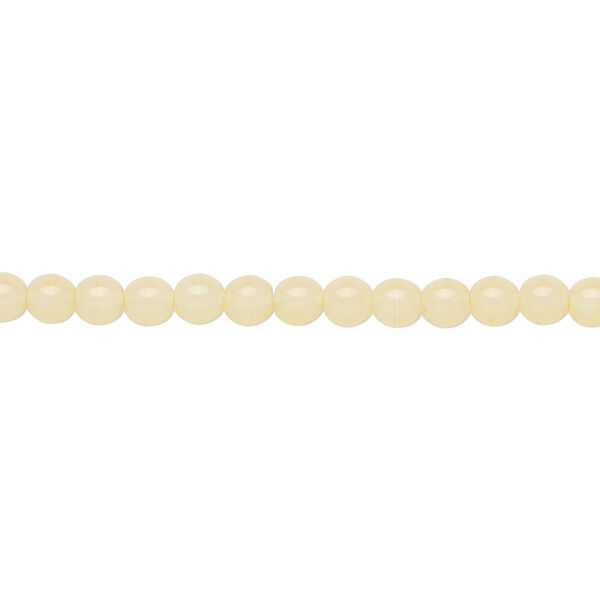 Bead, Czech dipped décor glass druk, opaque cream, 4mm round. Sold per 15-1/2" to 16" strand. image number 0