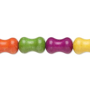 Bead, "howlite" (imitation) resin. mixed colors, 13x8mm-14x8mm peanut. Sold per 15-inch strand.