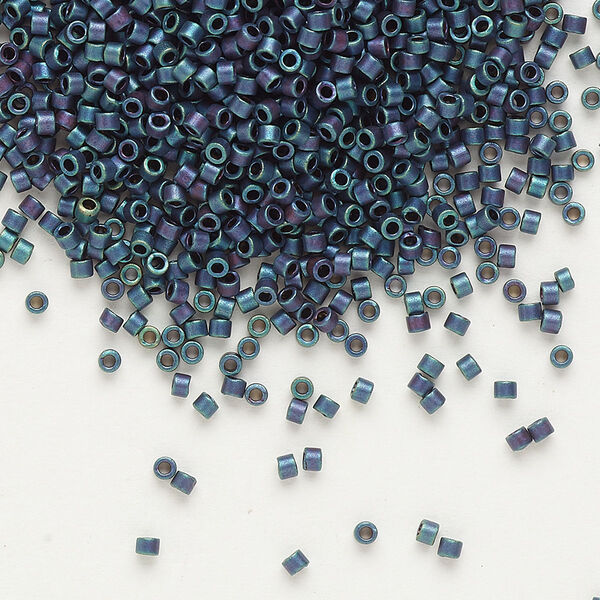 Seed bead, Delica®, glass, pkg/7.5g, #11 round, opaque matte metallic iris blue (DB-0325). image number 0
