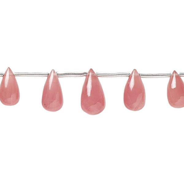 Bead, rhodochrosite (natural), 5x4mm-11x6mm graduated hand-cut top-drilled teardrop, B+ grade, Mohs hardness 3-1/2 to 4-1/2. Sold per pkg of 11. image number 0