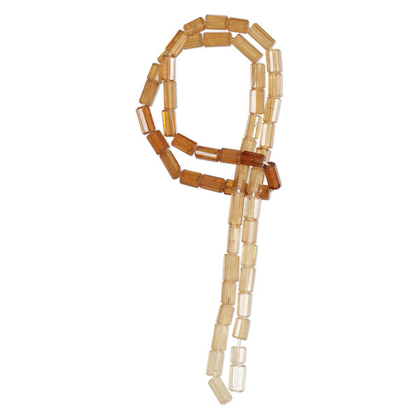Bead, hessonite garnet (natural), shaded, 7x4mm-11x5mm hand-cut faceted round tube, B+ grade, Mohs hardness 7 to 7-1/2. Sold per 15-1/2" to 16" strand. image number 0