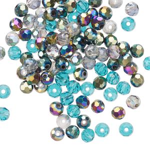 Bead mix 100pk 32 facets ocean, Celestial Crystal® 4mm round