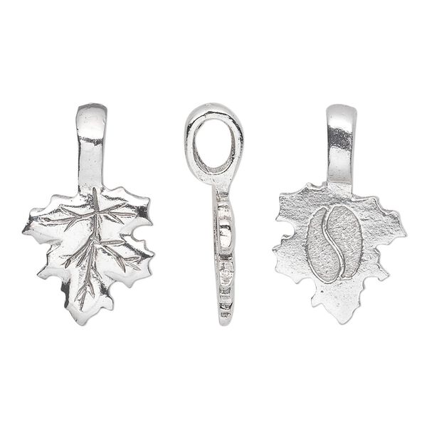 Pewter (tin-based alloy) 1pkg1, glue-on bail / flat leaf base, antique silver-plated 23x14mm / 14x14mm image number 0