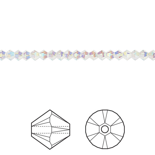 Bead 48pk crystal AB 2X, Crystal Passions® 3mm bicone 5328 image number 0