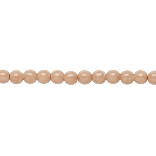 Bead, Czech dipped décor glass druk, opaque brown, 4mm round. Sold per 15-1/2" to 16" strand. image number 0