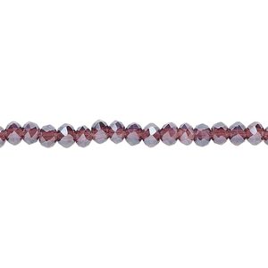 Bead 1pkg1 glass, 4x2mm-4x3mm faceted rondelle, 15 inch translucent luster amethyst