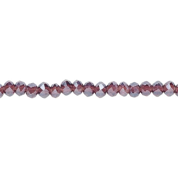 Bead 1pkg1 glass, 4x2mm-4x3mm faceted rondelle, 15 inch translucent luster amethyst image number 0