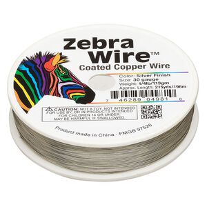 Wire, Zebra Wire™, tinned copper, silver color, round, 30 gauge. Sold per 1/4-pound spool, approximately 215 yards.