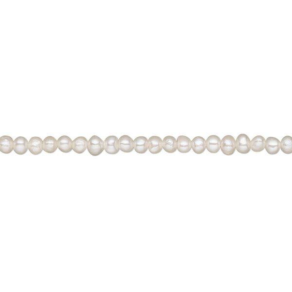 Pearl, White Lotus™, cultured freshwater (bleached), white, 1.5-2mm seed, C grade, Mohs hardness 2-1/2 to 4. Sold per 15-1/2" to 16" strand. image number 0